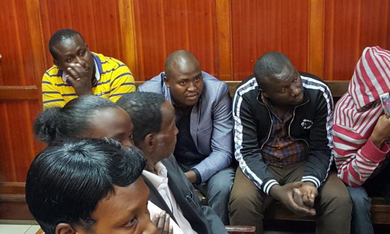 Suspects who conned Sameer Africa Chairman Naushad Merali through impersonating President Uhuru Kenyatta's during a court hearing (Twitter)