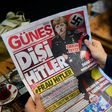 Turkish daily Gunes labelled the German leader Angela Merkel as a "She Hitler" on March 17, amid a bitter war of words between Ankara and Berlin