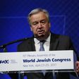 United Nations Secretary General Antonio Guterres addresses The World Jewish Congress on April 23, 2017 in New York