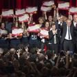 Austrian Presidential candidate Alexander Van der Bellen celebrates with supporters at a post-election event in Vienna on December 4, 2016