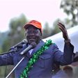 Cord leader Raila Odinga speaking when he addressed a crowd in Maua, Meru County in a past rally.
