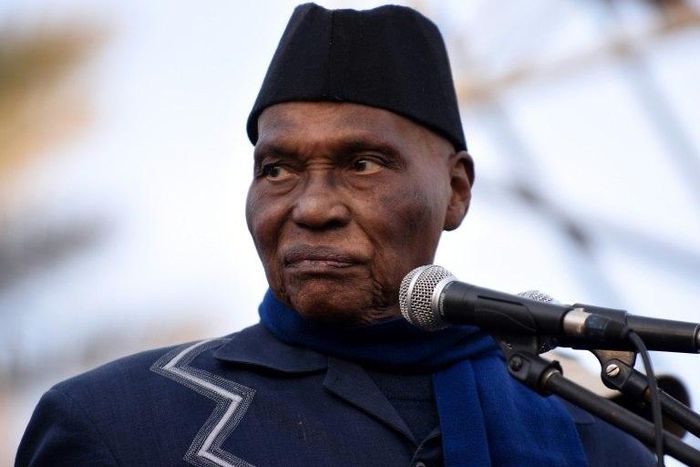 Former Senegal's president Abdoulaye Wade looks on during a meeting of the opposition Senegalese Democratic Party (Parti Democratique Senegalais, PDS) on February 4, 2015 at the Place de l'Obelisque in Dakar