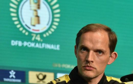 Borussia Dortmund's then head coach Thomas Tuchel pictured at a press conference the day before his side's German Cup final against Eintracht Frankfurt in the Olympic stadium in Berlin, Germany, on May 26, 2017