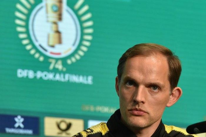 Borussia Dortmund's then head coach Thomas Tuchel pictured at a press conference the day before his side's German Cup final against Eintracht Frankfurt in the Olympic stadium in Berlin, Germany, on May 26, 2017