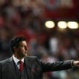 Benfica's head coach Rui Vitoria gestures from the sideline during the Portuguese league football match against Porto April 1, 2017