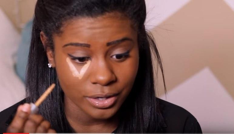 According to Cosmo beauty, "the most flattering way to apply concealer is to draw a triangle with the base under your eye and the point toward your cheek"