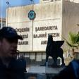 Turkish riot police stand in front of the city hall in Diyarbakir on December 3, 2016, prior to the removal of the municipality logo from the facade of the building