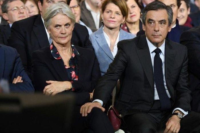 Francois and Penelope Fillon at a campaign rally on January 29, 2017 in Paris