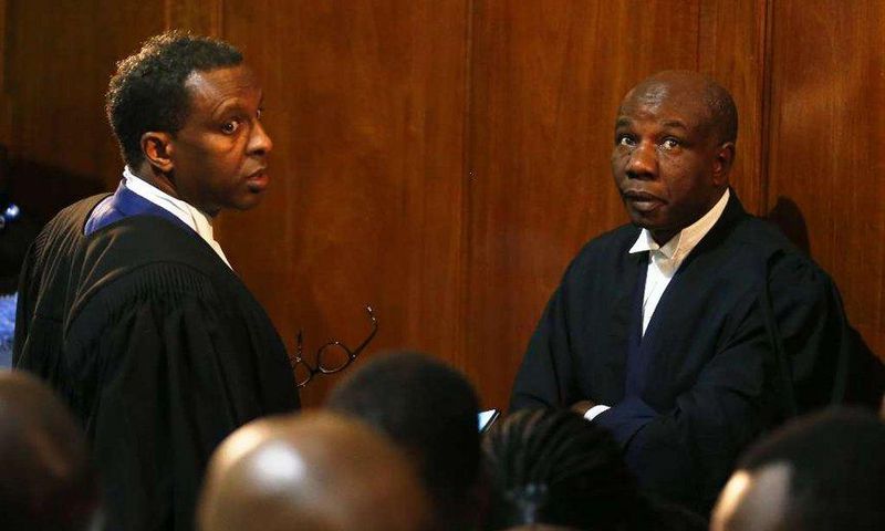 Lawyers Ahmednasir Abdulahi with lawyer Fred Ngatia when they represented President Uhuru Kenyatta at the Supreme Court