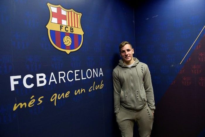 Barcelona's defender Lucas Digne poses during an AFP interview on February 8, 2017