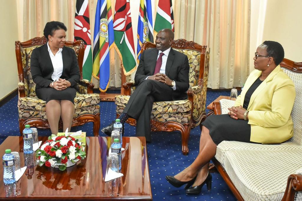 DP William Ruto with Health CS Sicily Kariuki and Cuban diplomat Ines Maria Chapman (Twitter)