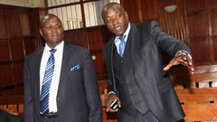 Lawyers Assa Nyakundi (L) and Cliff Ombeta (R) during a past appearance in court (Twitter)