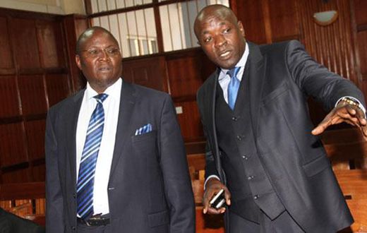 Lawyers Assa Nyakundi (L) and Cliff Ombeta (R) during a past appearance in court (Twitter)