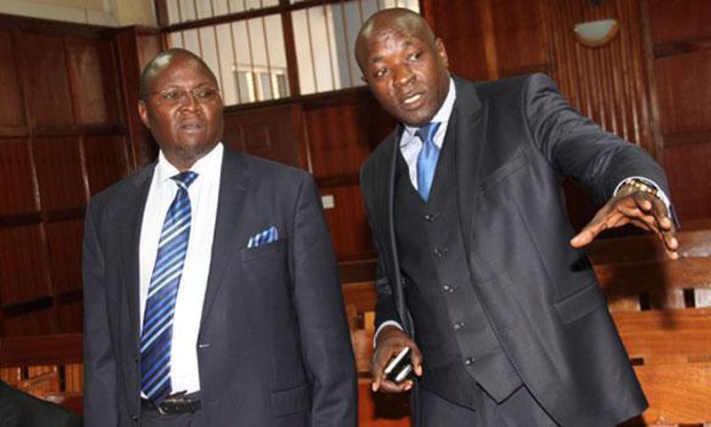 Lawyers Assa Nyakundi (L) and Cliff Ombeta (R) during a past appearance in court (Twitter)