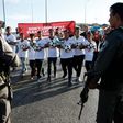 Palestinian youths wanting to play football in the Maale Adumim settlement in the Israeli occupied West Bank are blocked by Israeli security forces on October 11, 2016