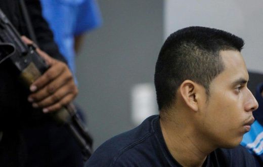 Evangelical pastor Juan Rocha arrives in court under escort to be sentenced to 30 years of imprisonment for the abduction and murder of Vilma Trujillo, in Managua on May 9, 2017
