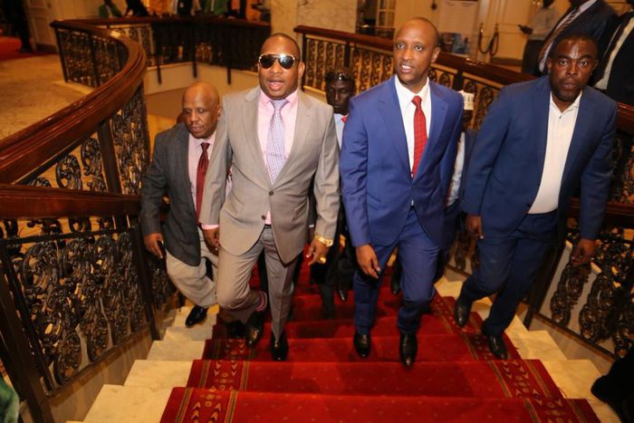 Nairobi Governor Mike Sonko arrives at the Hilton Hotel for a past event (Twitter)