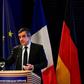 Les Republicains (LR) party candidate for the French 2017 presidential election, Francois Fillon, gives a talk during his visit at the Konrad Adenauer Foundation in Berlin on January 23, 2017