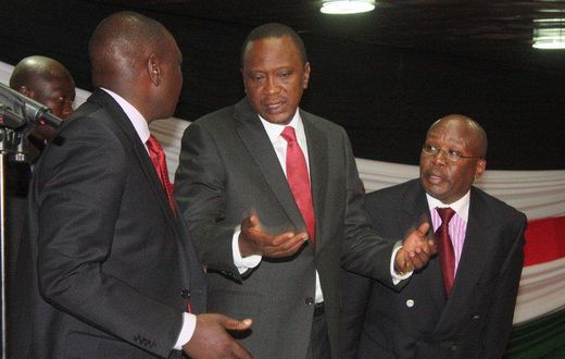 President Uhuru Kenyatta with DP William Ruto and former AG Githu Muigai