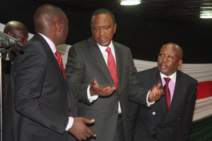 President Uhuru Kenyatta with DP William Ruto and former AG Githu Muigai