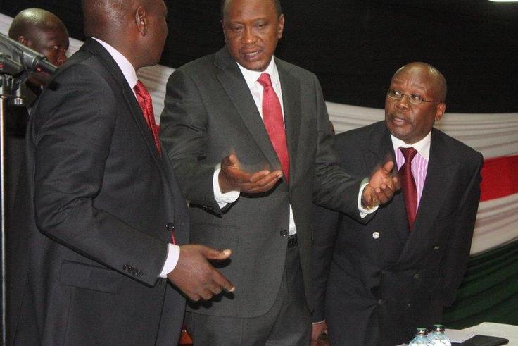 President Uhuru Kenyatta with DP William Ruto and former AG Githu Muigai