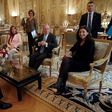 French president Francois Hollande, French Minister for Ecology, Sustainable Development and Energy Segolene Royal, former New York City Mayor Michael Bloomberg and Paris mayor Anne Hidalgo during a meeting in Paris, on March 9, 2017