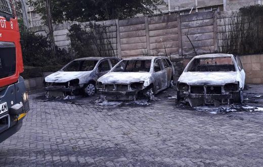 Vehicles that were burnt at the Dusit Hotel