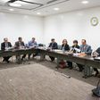 Members of Syria's opposition delegation attend a meeting of Intra-Syria peace talks with the UN Special Envoy for Syria at Palais des Nations in Geneva on March 30, 2017