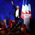 French far-right Front National (FN) party candidate for the presidential election Marine Le Pen acknowledges applause after speaking on stage during a campaign rally at the Zenith de Nantes venue in Saint-Herblain on February 26, 2017