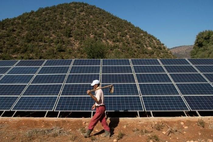 In the Moroccan farming village of Tafoughalt solar panels have been installed to pump water from the ground, as rains dry up