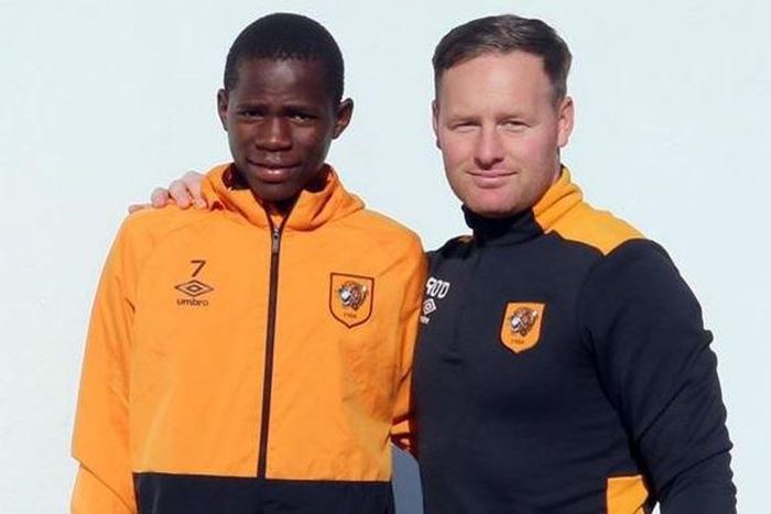 Joshua Otieno (left) with Academy coach Richard O’Donnell.
