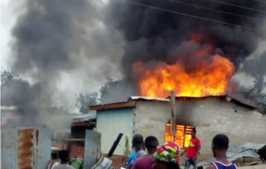 File image of a house on fire. A house fire wiped out a family of four on Sunday, April 21, 2019