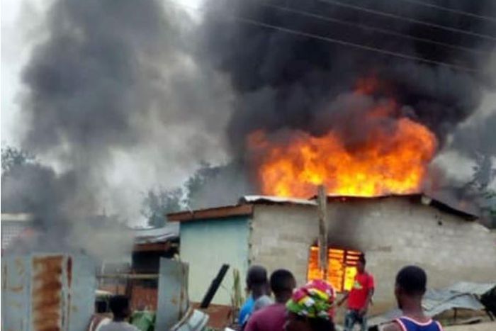 File image of a house on fire. A house fire wiped out a family of four on Sunday, April 21, 2019