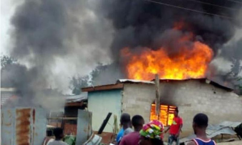 File image of a house on fire. A house fire wiped out a family of four on Sunday, April 21, 2019