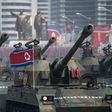 Korean People's Army tanks parade through Pyongyang on the 105th anniversary of the birth of late North Korean leader Kim Il-Sung on April 15, 2017