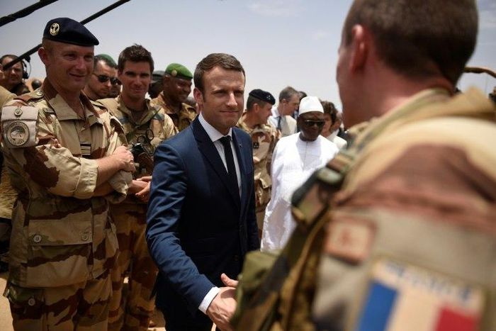 France's President Emmanuel Macron is visiting French troops in Mali on his first official trip outside Europe since taking power at the weekend
