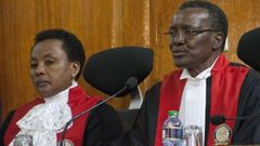 Chief Justice David Maraga (right) and DCJ Philomena Mwilu (left)