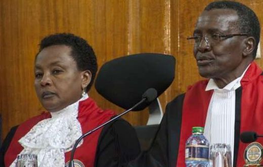 Chief Justice David Maraga (right) and DCJ Philomena Mwilu (left)
