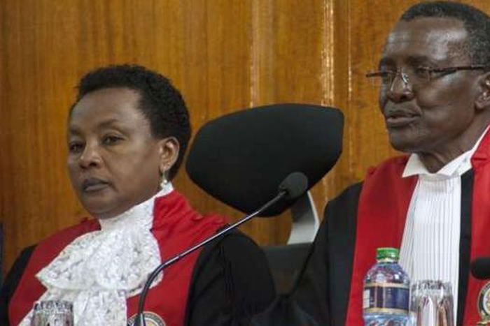 Chief Justice David Maraga (right) and DCJ Philomena Mwilu (left)