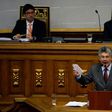 Venezuelan opposition deputy Henry Ramos Allup (bottom) delivers a speech during the discussion on Supreme Court judges removal process, at the National Assembly in Caracas on April 5, 2017