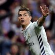Real Madrid's Cristiano Ronaldo celebrates after scoring against Atletico Madrid during their Champions League match at the Santiago Bernabeu stadium on May 2, 2017
