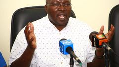 Water and Sanitation CS Simon Chelughi during a media briefing