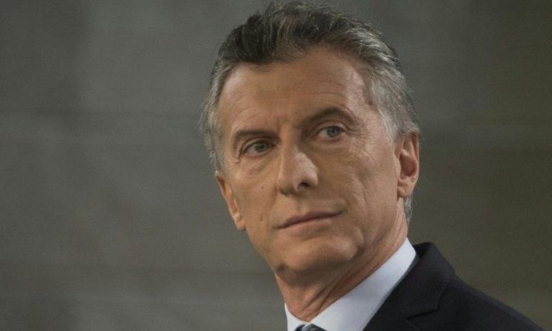 Argentinian President Mauricio Macri speaks during a joint press conference with Spanish Prime Minister at Moncloa Palace in Madrid on February 23, 2017