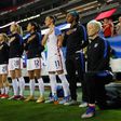 Megan Rapinoe kneeled during the US anthem before the Thailand match in protest at social inequality