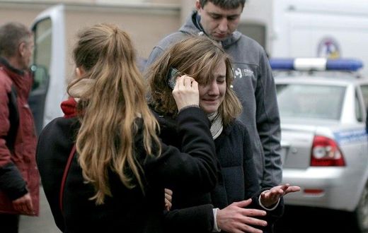There were tearful scenes outside the Technological Institute metro station in Saint Petersburg after 10 people died in a suspected 'act of terror'