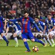 Barcelona's forward Lionel Messi shoots a penalty kick to score a goal on February 19, 2017