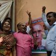 Friends of Indian national Kulbhushan Jadhav celebrate in Mumbai on May 18, 2017 after he is given a stay of execution in a high-profile case at the International Court of Justice