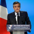 French Les Republicains presidential election candidate party Francois Fillon delivers a speech to present his programm during a campaign meeting in Aubervilliers, outside Paris, on March 4, 2017