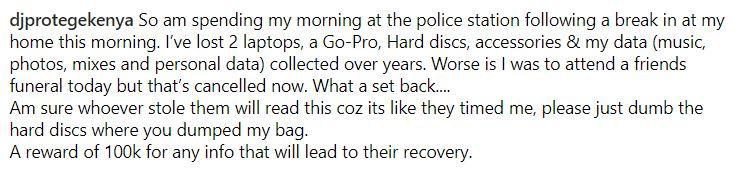 Popular Kenyan DJ robbed