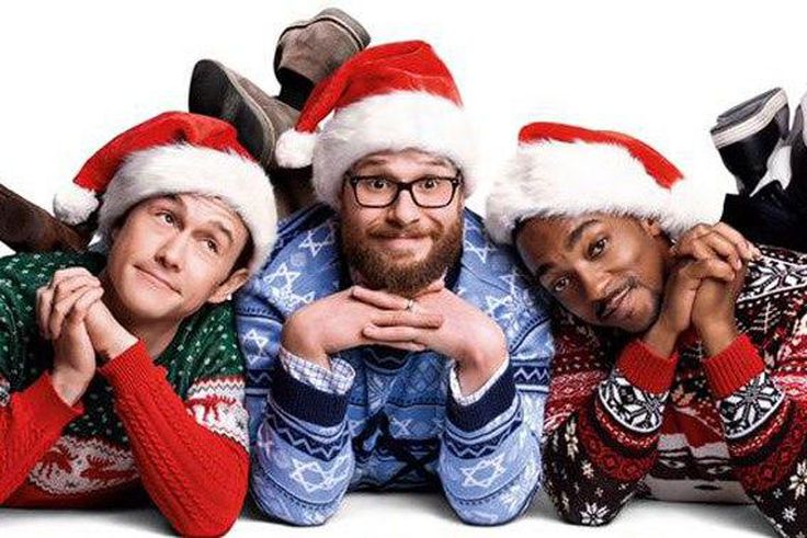 L-R Joseph Gordon-Levitt, Seth Rogen and Anthony Mackie in The Night Before